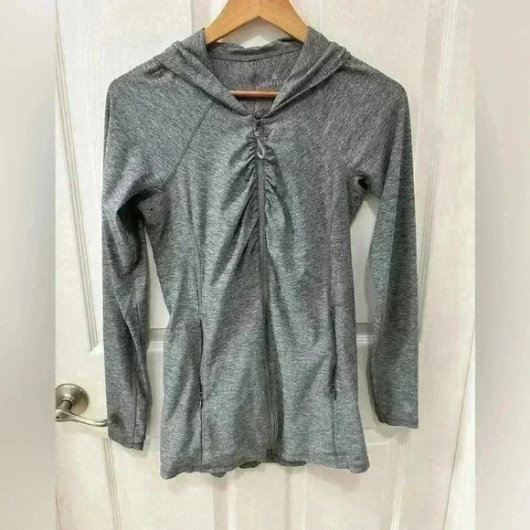 Athleta Heather Vitamin Sea Hooded Jacket Charcoal Grey Heather Ladies Small - Picture 2 of 7